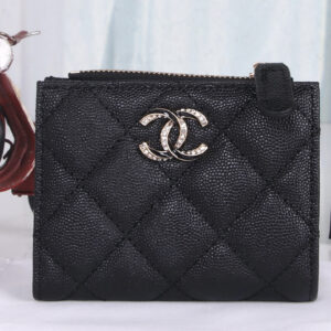 CHANEL Textured Leather Card Wallet 2216