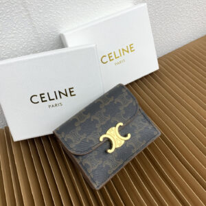 Celine Triomphe Leather Business Card Holder
