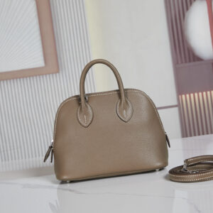 Hermès Bolide Handbag, 19 cm, Evercolor Leather, Elephant Gray, Silver Hardware