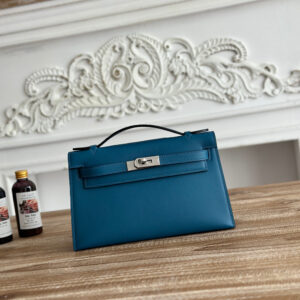 Kelly Mini Pouchette Handbag in Agate Blue
