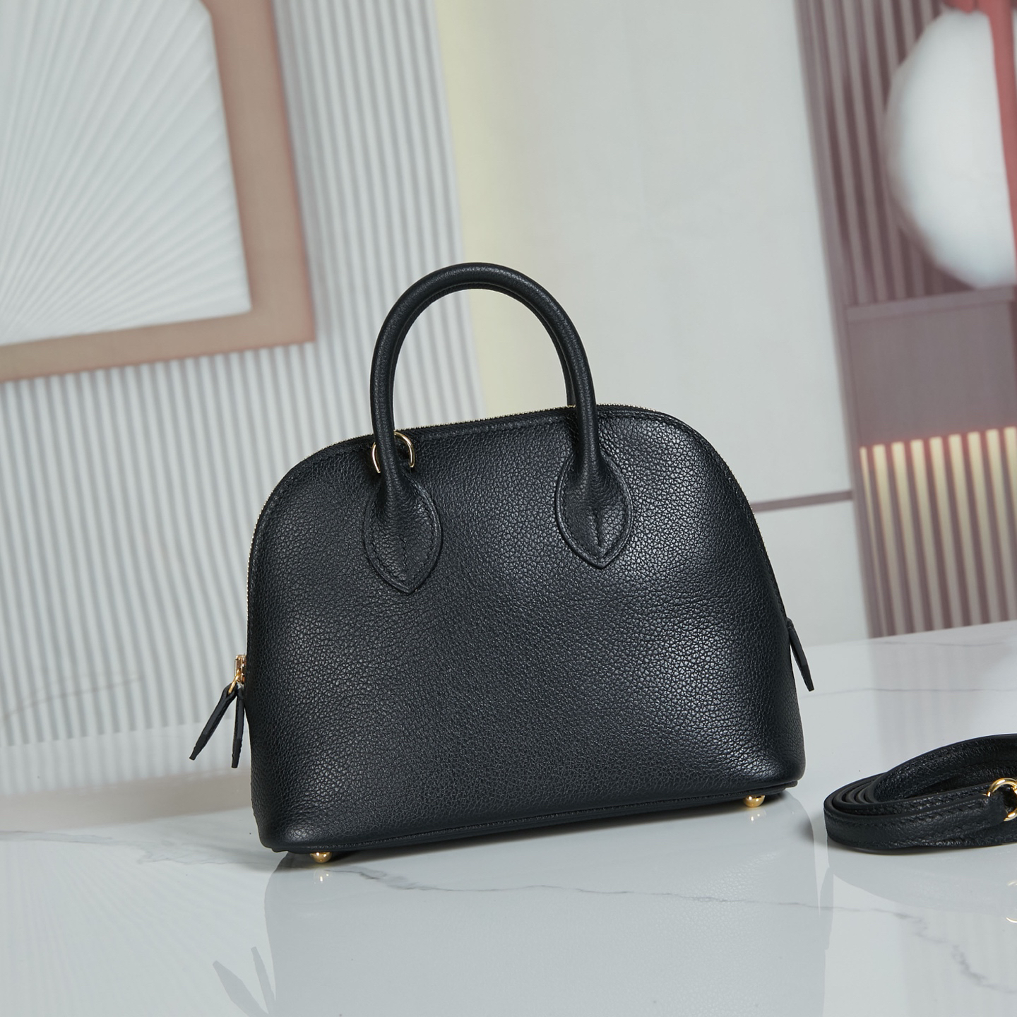 Hermes Bolide 19 Bowling Bag in Black Evercolor Leather