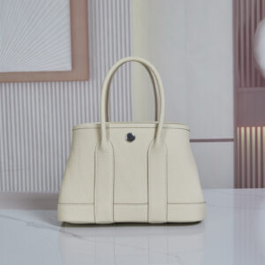 Handmade Hermès Mini Garden Party Handbag in Nata White
