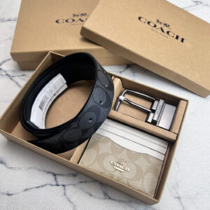 Coach Men’s Leather Belt and Card Holder Gift Set F64839