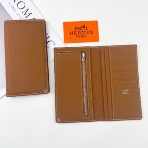 Hermes Evercolor Small Calfskin Long Wallet with Contrasting Horse Stitching