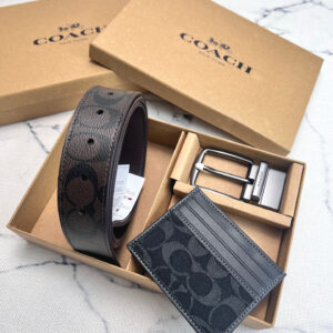 Coach Men’s Leather Belt and Black Card Holder Set – F64839 / CAJ47