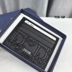Dior Black Leather Card Holder Wallet