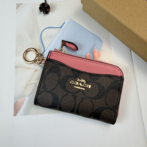 Coach Signature C8275 Coffee and Rose Leather Coin Purse