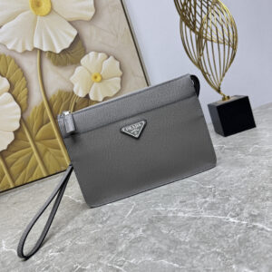 Men’s Gray Saffiano Leather Handbag 2VF032