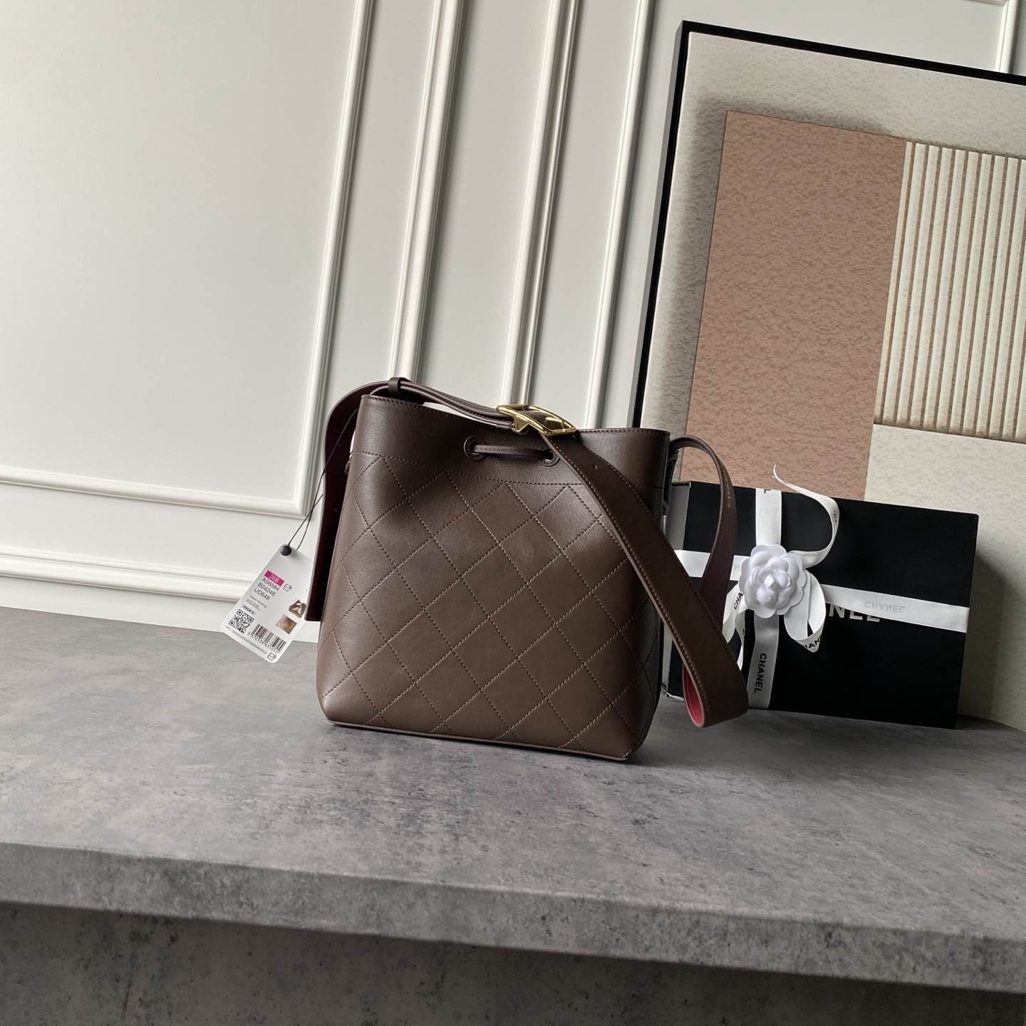 Chanel 26B Leather Bucket Crossbody Bag AS6584 - Image 2