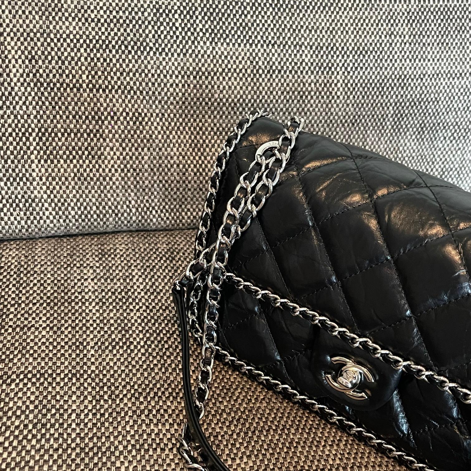 CHANEL Silver-Tone Rolled-Edge Chain CF Crossbody Bag - Image 2