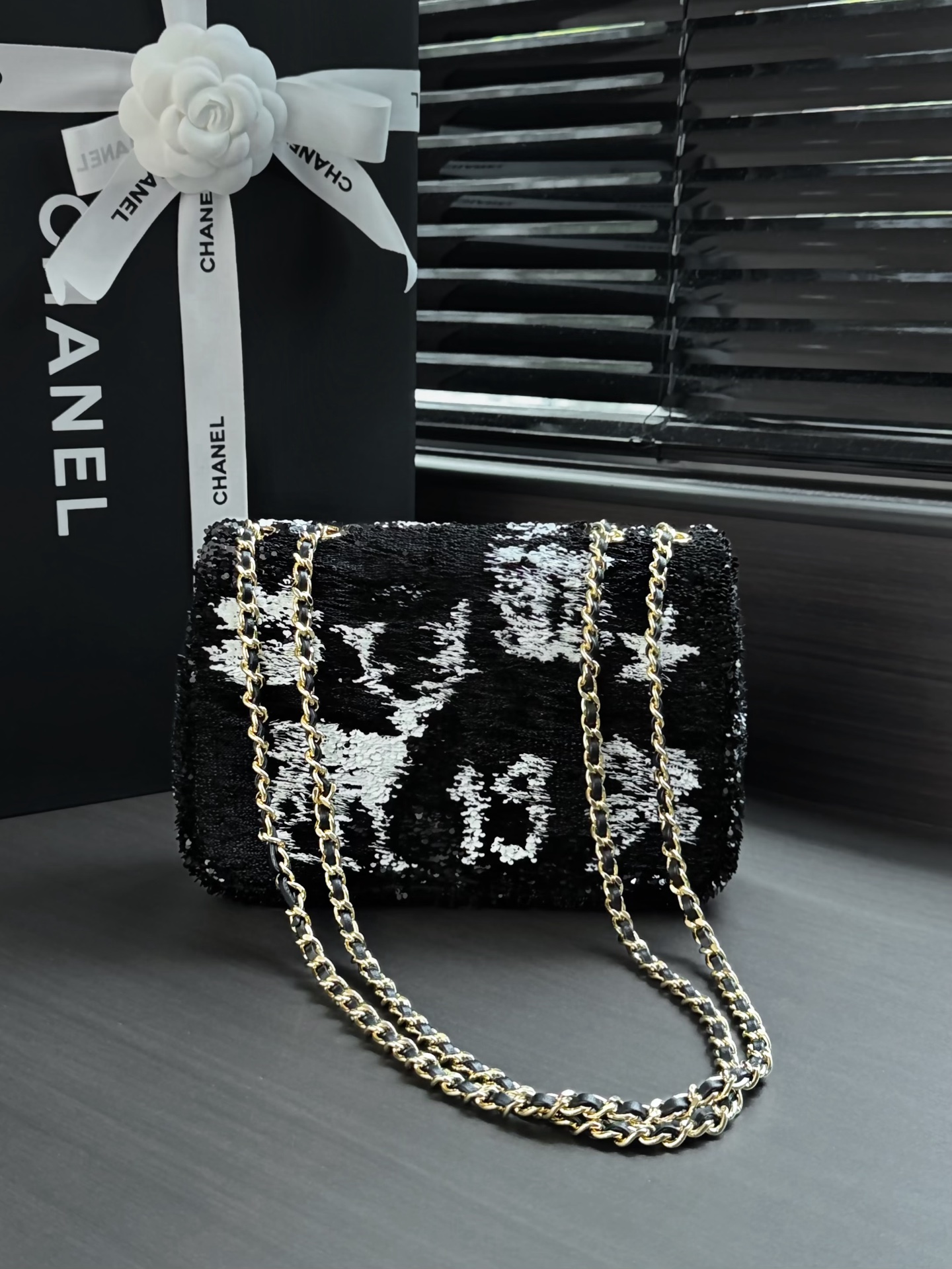 Chanel Classic Flap SO BLACK Sequin and Beaded Handbag - Image 2