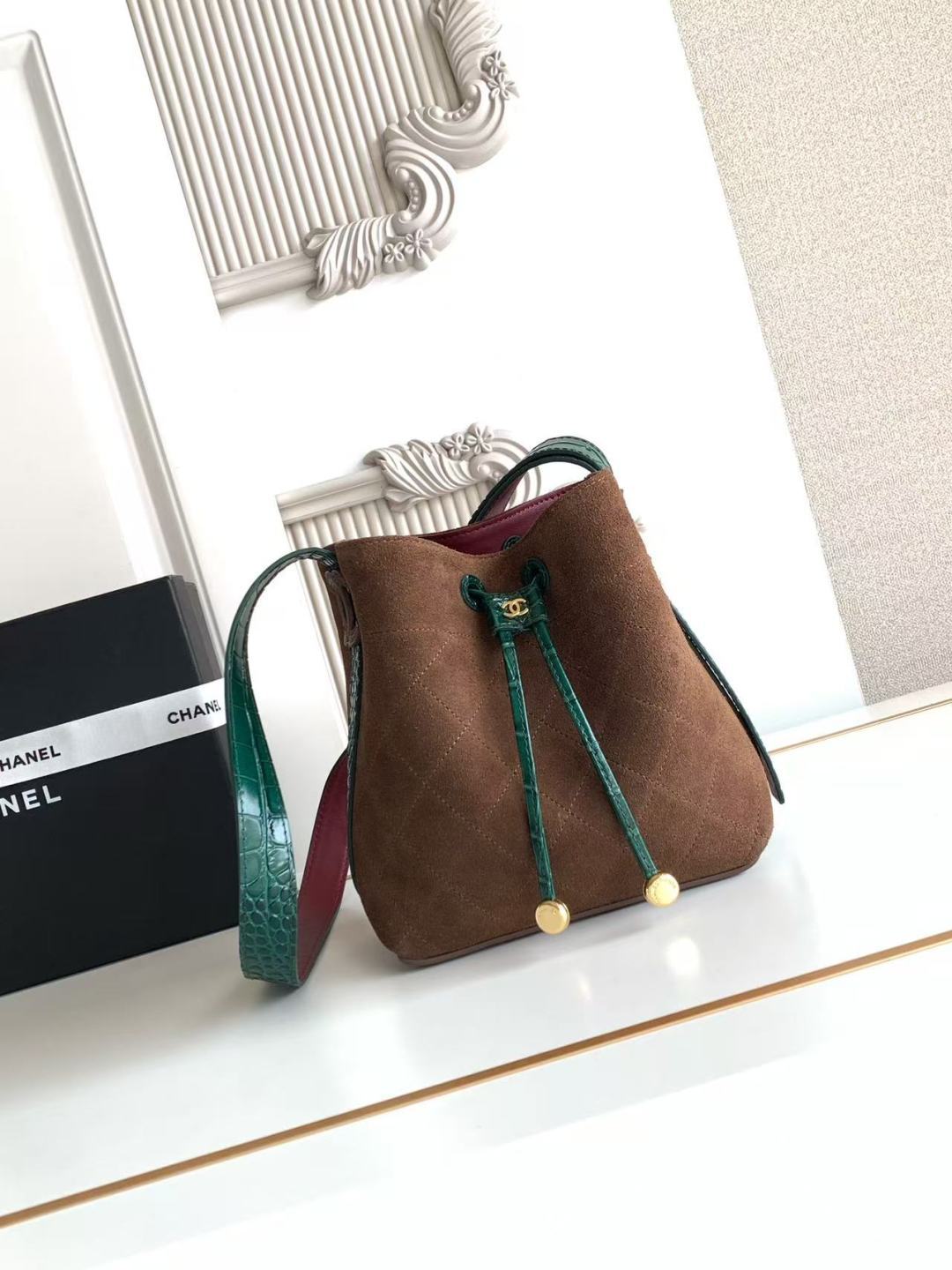 Chanel 26B AS6537 Small Calfskin Bucket Crossbody Bag - Image 2