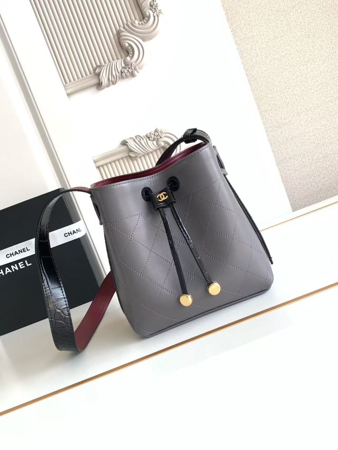 Chanel 26B AS6537 Small Calfskin Bucket Bag - Image 2