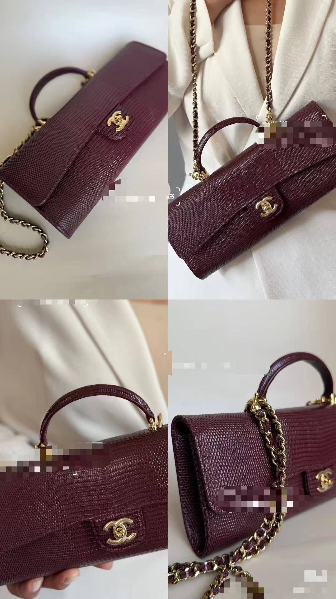 Chanel 26A Burgundy Crocodile-Embossed Leather Shoulder Bag - Image 2