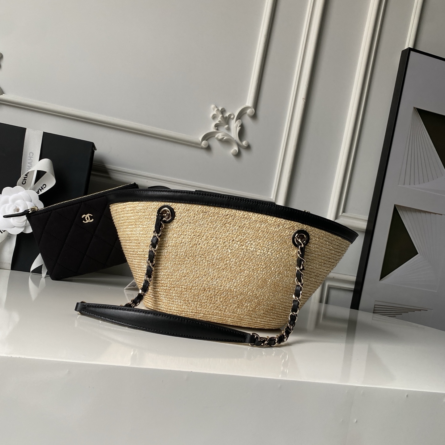 Chanel 26C Raffia Coco Beach Tote Bag AS5951 - Image 2