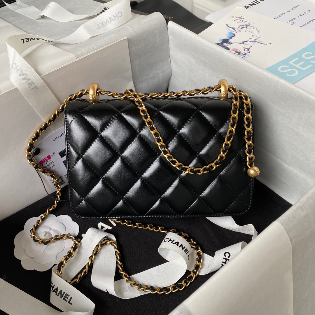 Mini Leather Double-Ball Chain Crossbody Bag - Image 2