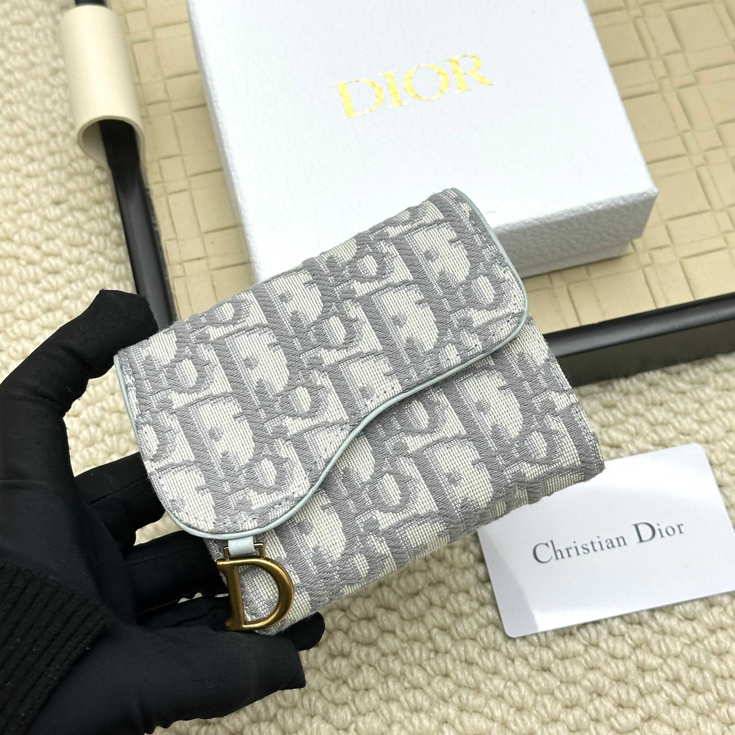 Dior Saddle Lotus Oblique Trifold Wallet - Image 2