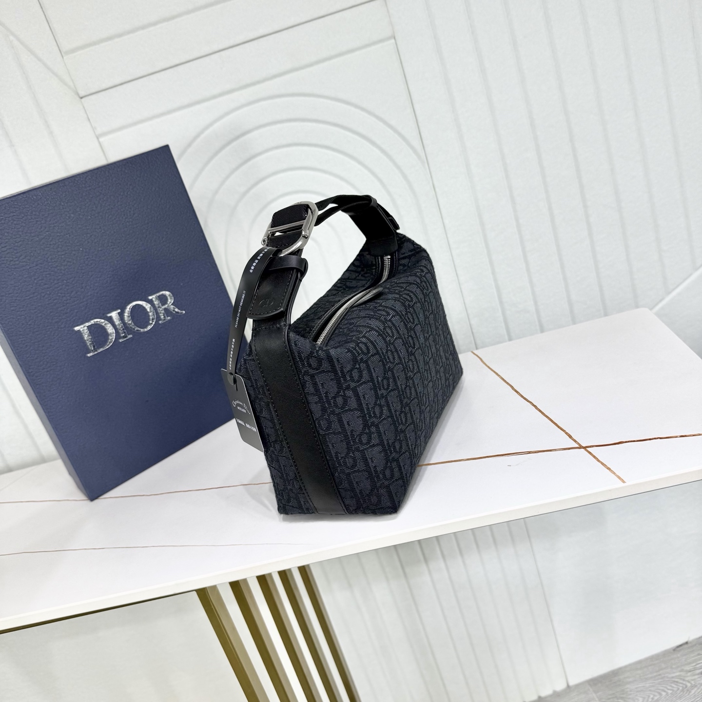 Dior Jett Handbag in Black Oblique Fabric - Image 2