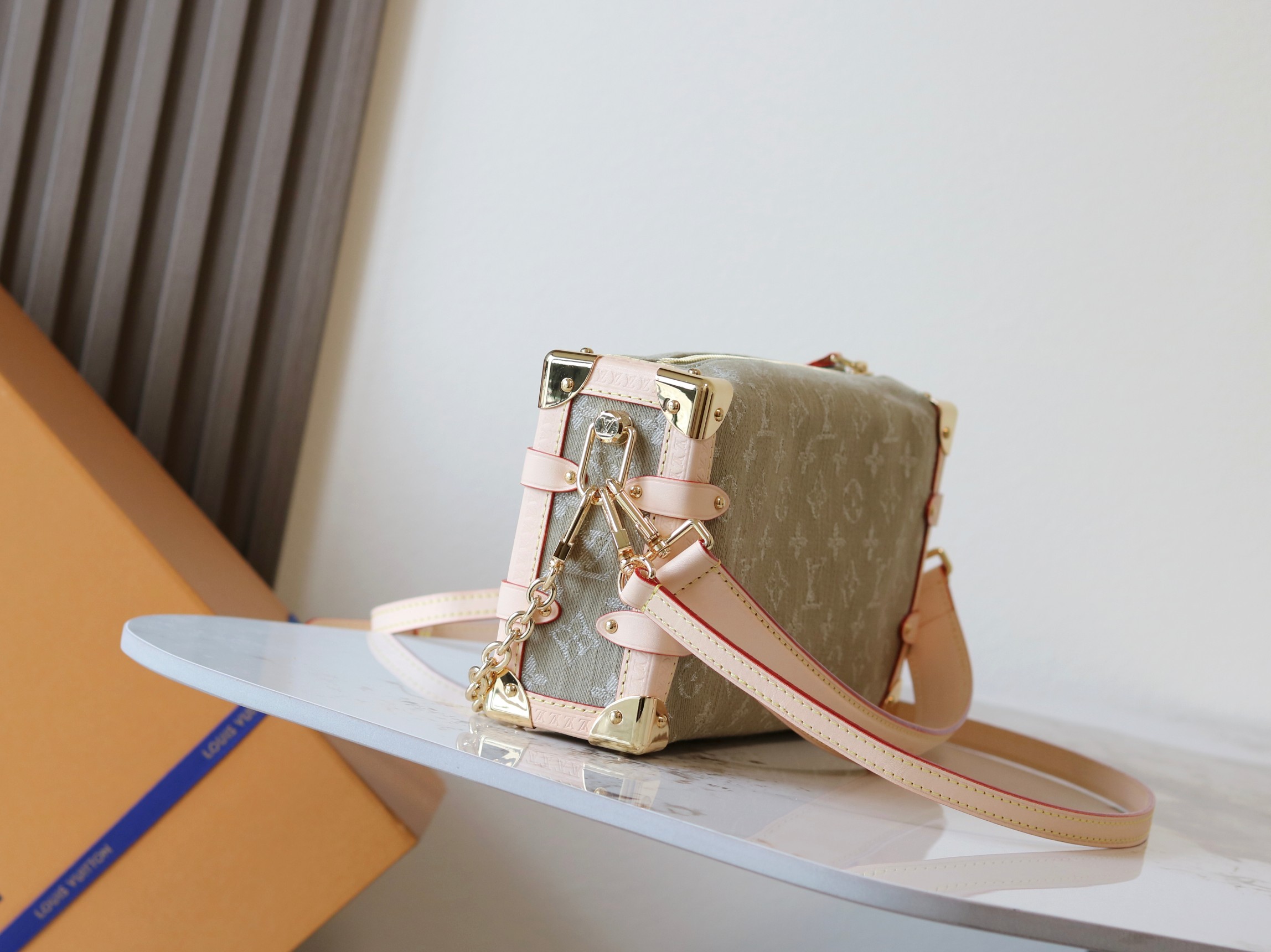 Side Trunk East West Crossbody Bag in Green Monogram Eclipse Canvas - Image 2