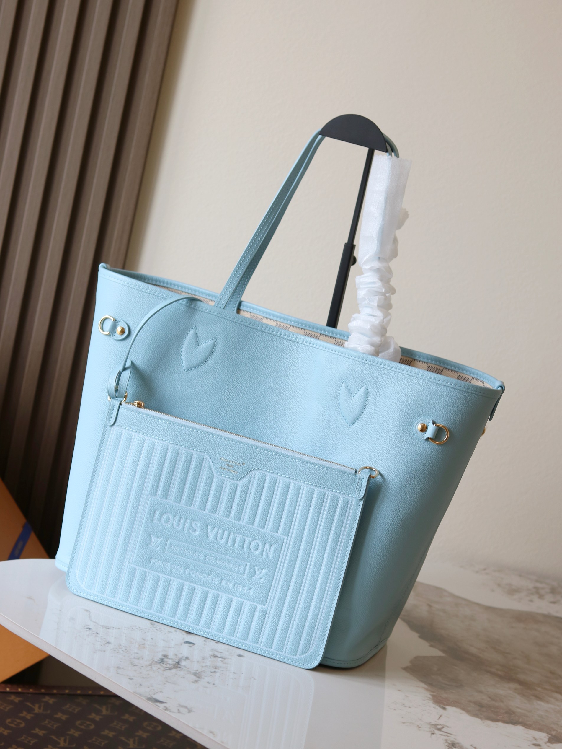 Louis Vuitton Neverfull Inside Out MM Tote Bag in Damier Azur - Image 2