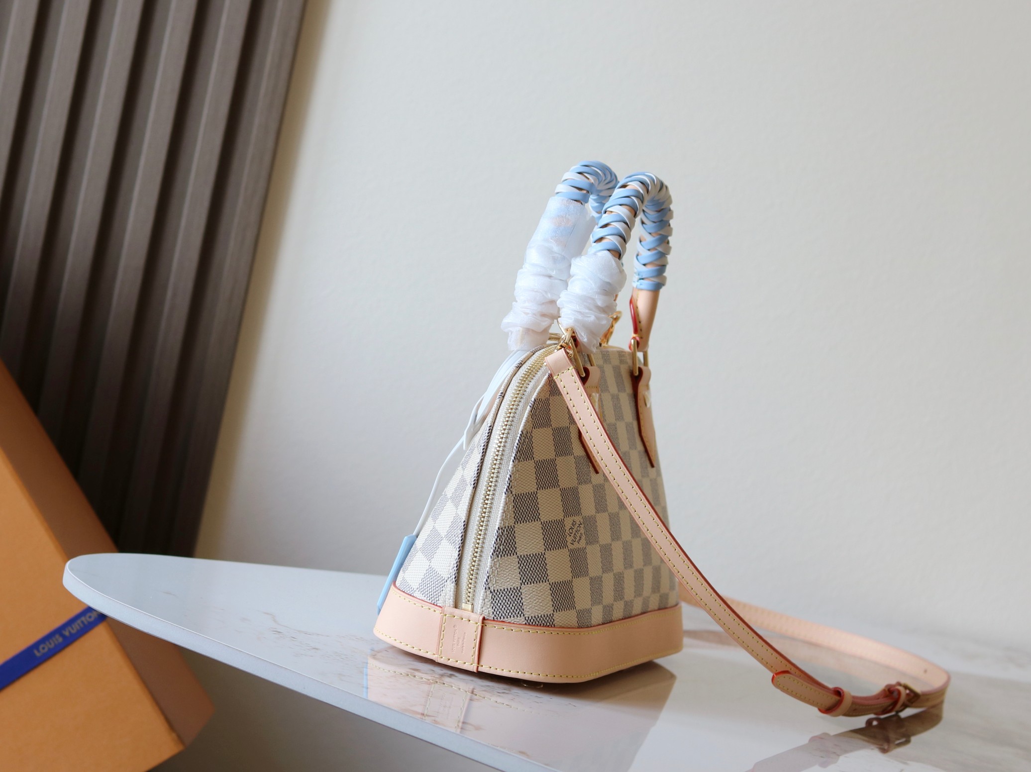 Louis Vuitton Alma BB Handbag in Damier Azur Canvas - Image 2