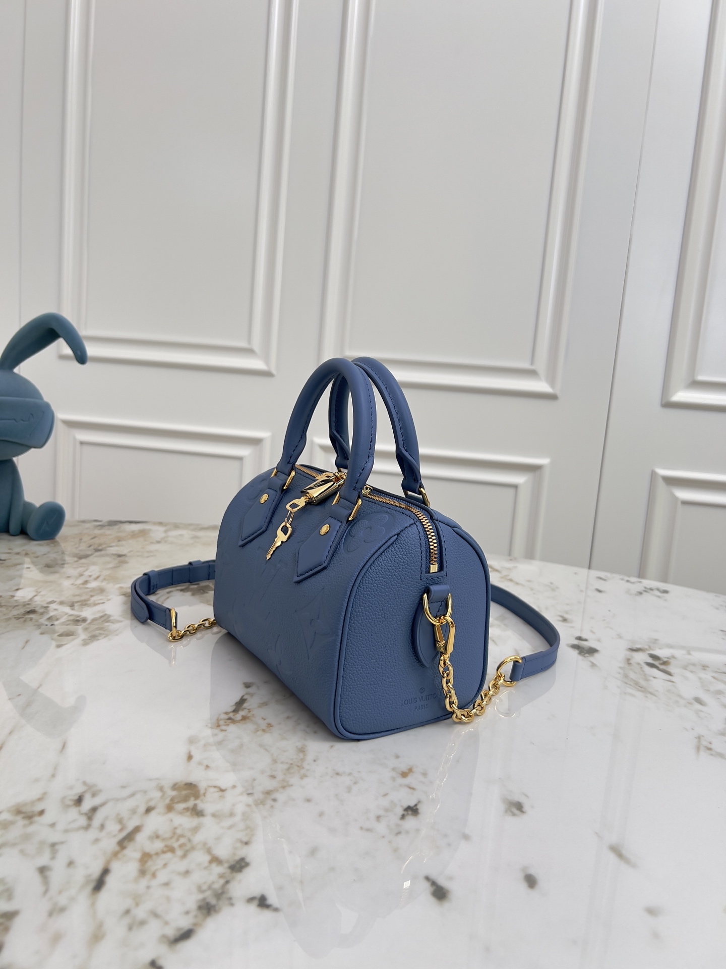Louis Vuitton Speedy Bandoulière 20 Handbag in Blue Monogram Empreinte Leather - Image 2