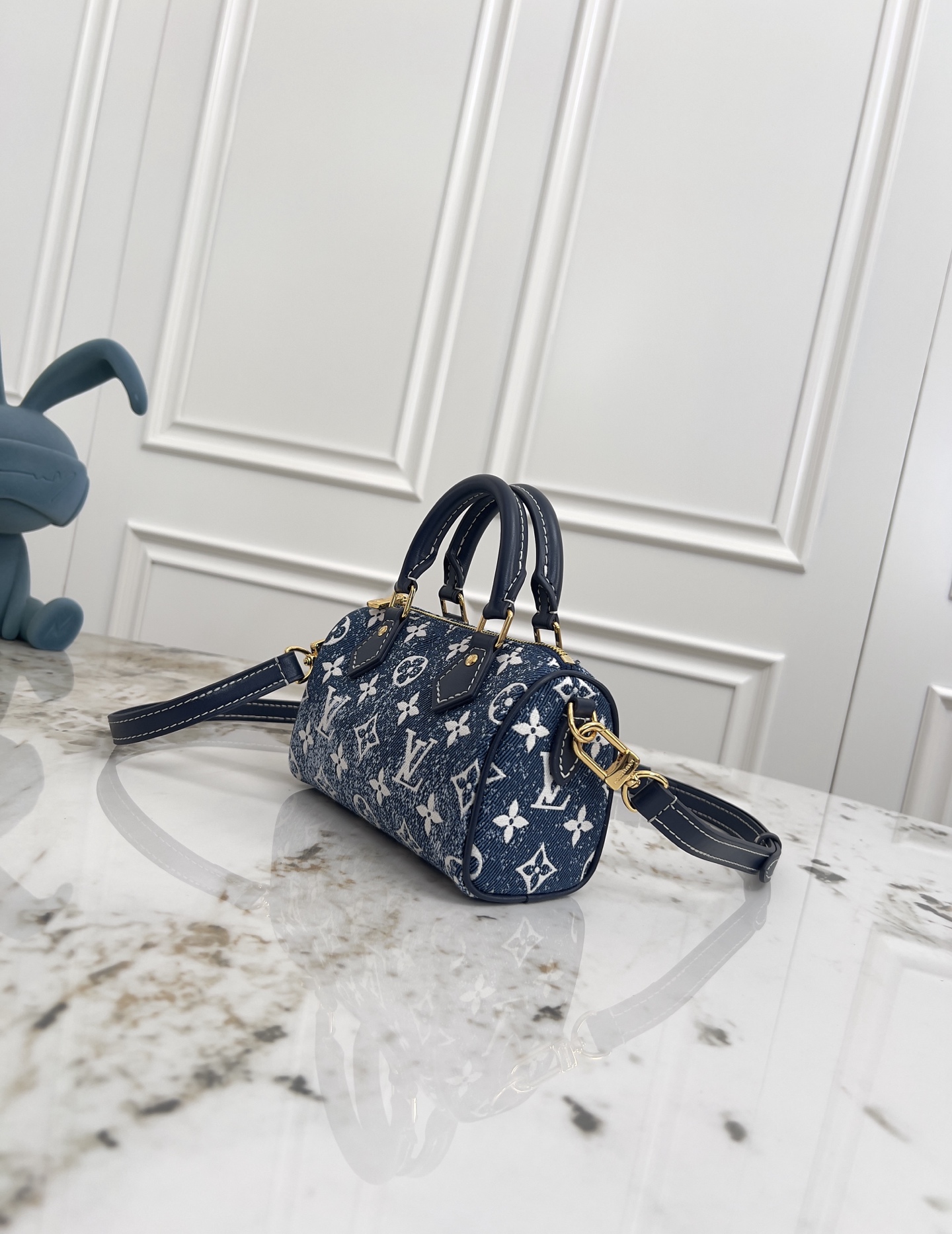 Louis Vuitton Nano Speedy Denim Handbag - Image 2