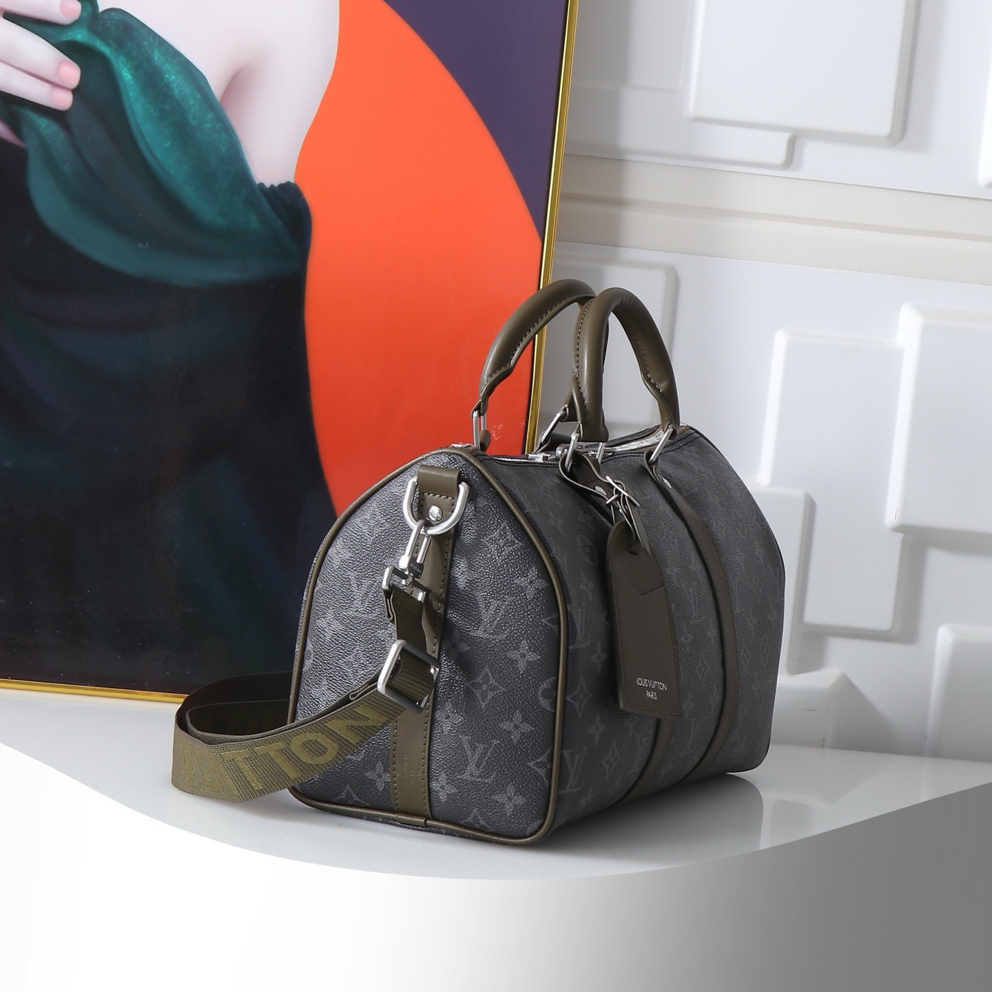 Louis Vuitton Keepall Bandouliere 35 Travel Bag in Monogram Eclipse Canvas - Image 2