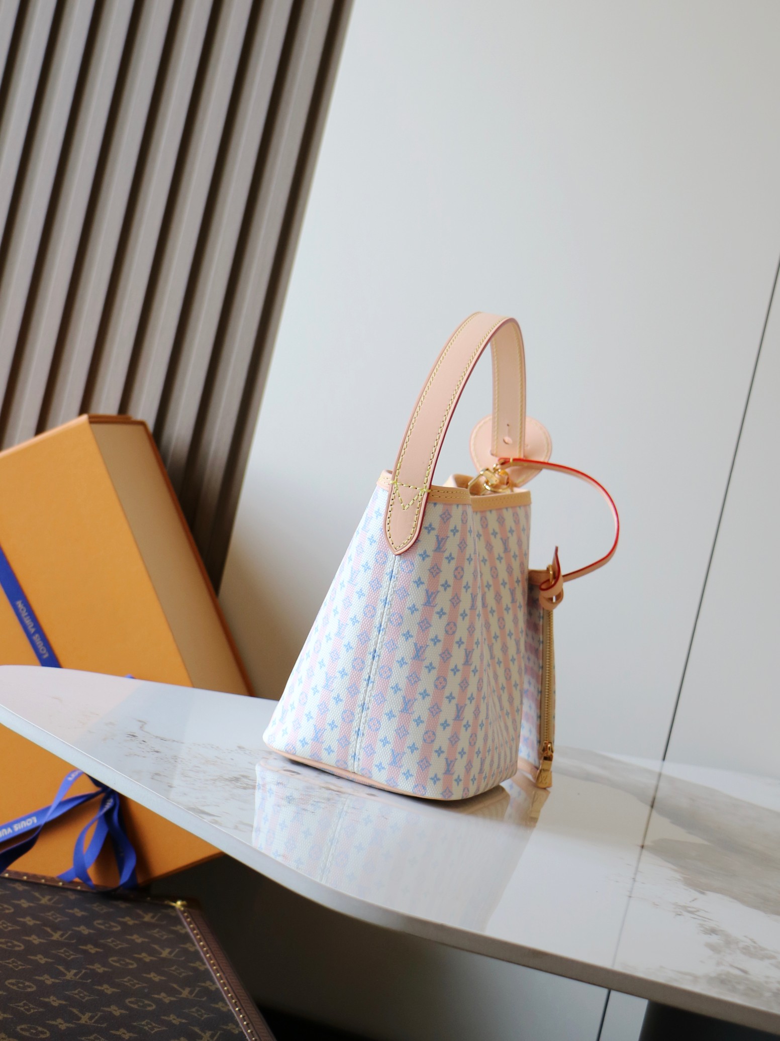 Louis Vuitton All In BB Bucket Bag M29115 in Pink Striped Monogram Canvas - Image 2