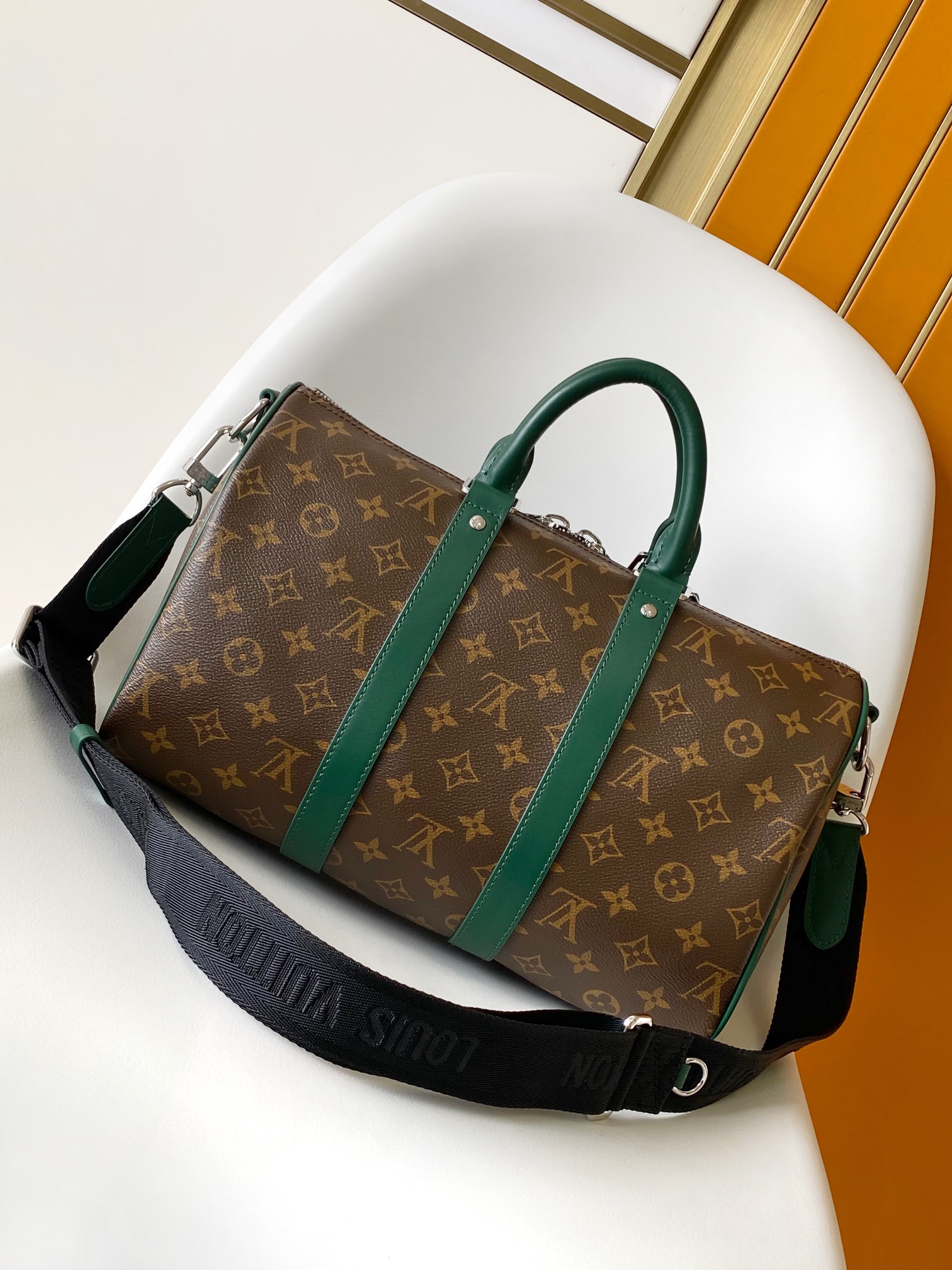 Louis Vuitton Keepall Bandoulière 35 Travel Bag in Monogram Eclipse - Image 2