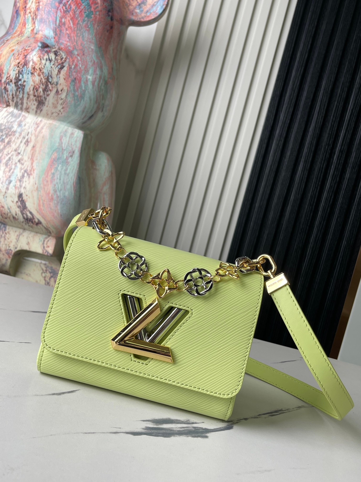 Louis Vuitton LV Twist Small Handbag in Green Ripple-Pattern Leather - Image 2