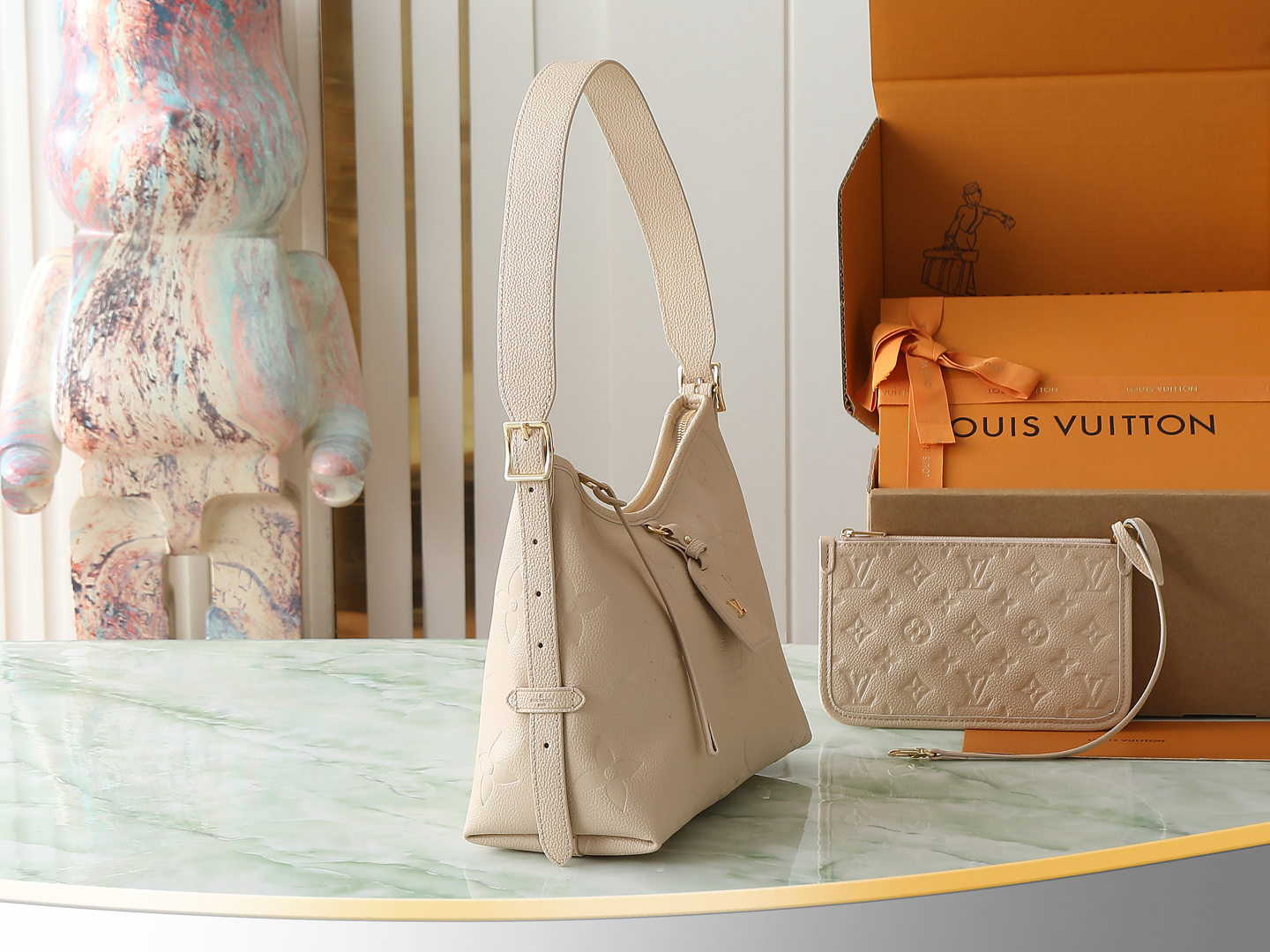 Louis Vuitton CarryAll Beige Leather Tote Bag - Image 2