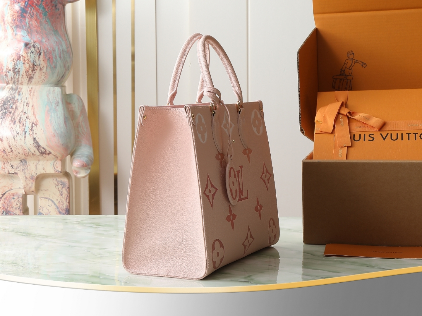 Louis Vuitton OnTheGo MM Tote Bag in Pink Monogram Empreinte Leather - Image 2