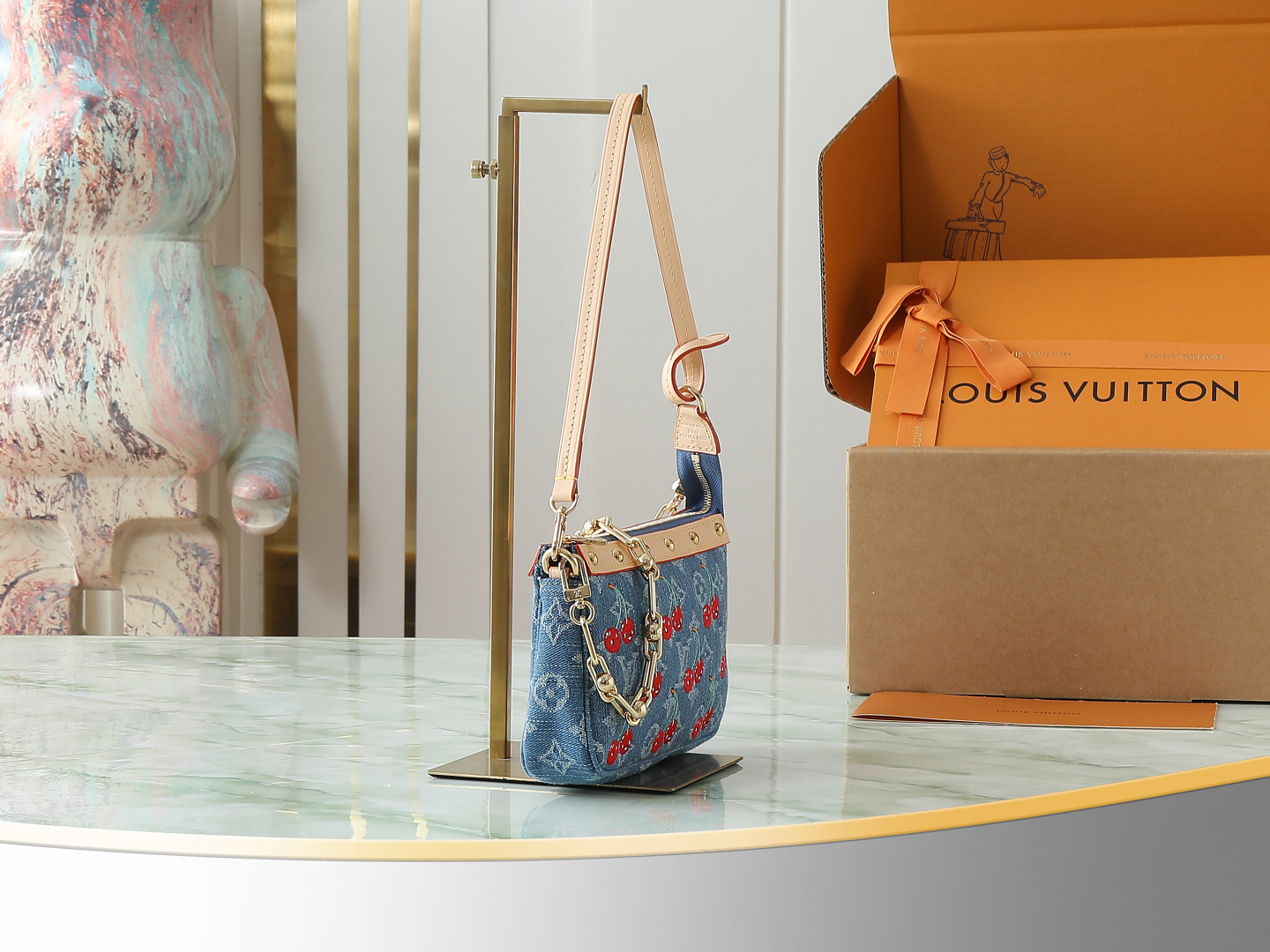 Louis Vuitton x Takashi Murakami Pochette Accessoires Denim Shoulder Bag - Image 2