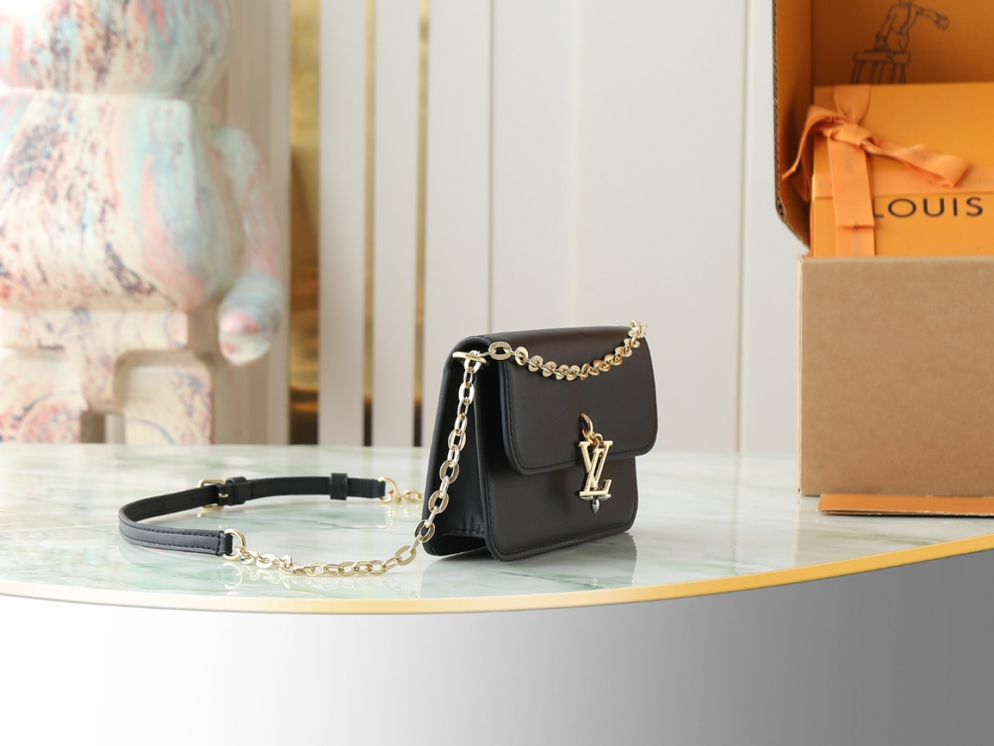 Louis Vuitton LV Bloom Wallet on Chain Bag in Black Leather - Image 2