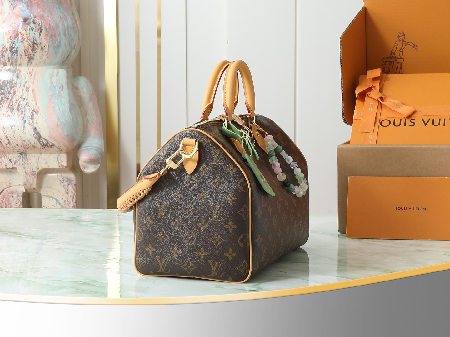 Louis Vuitton Speedy Soft 30 Lucky Handbag in Green Monogram Canvas - Image 2