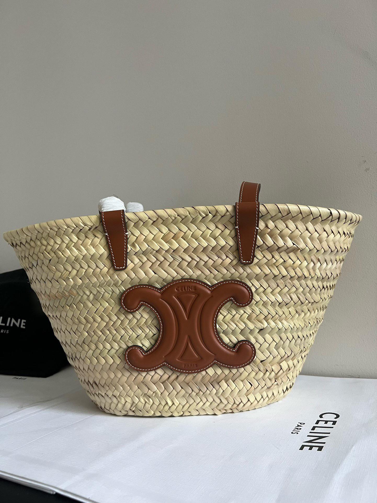 Celine Classic Raffia Basket Tote Bag - Image 2