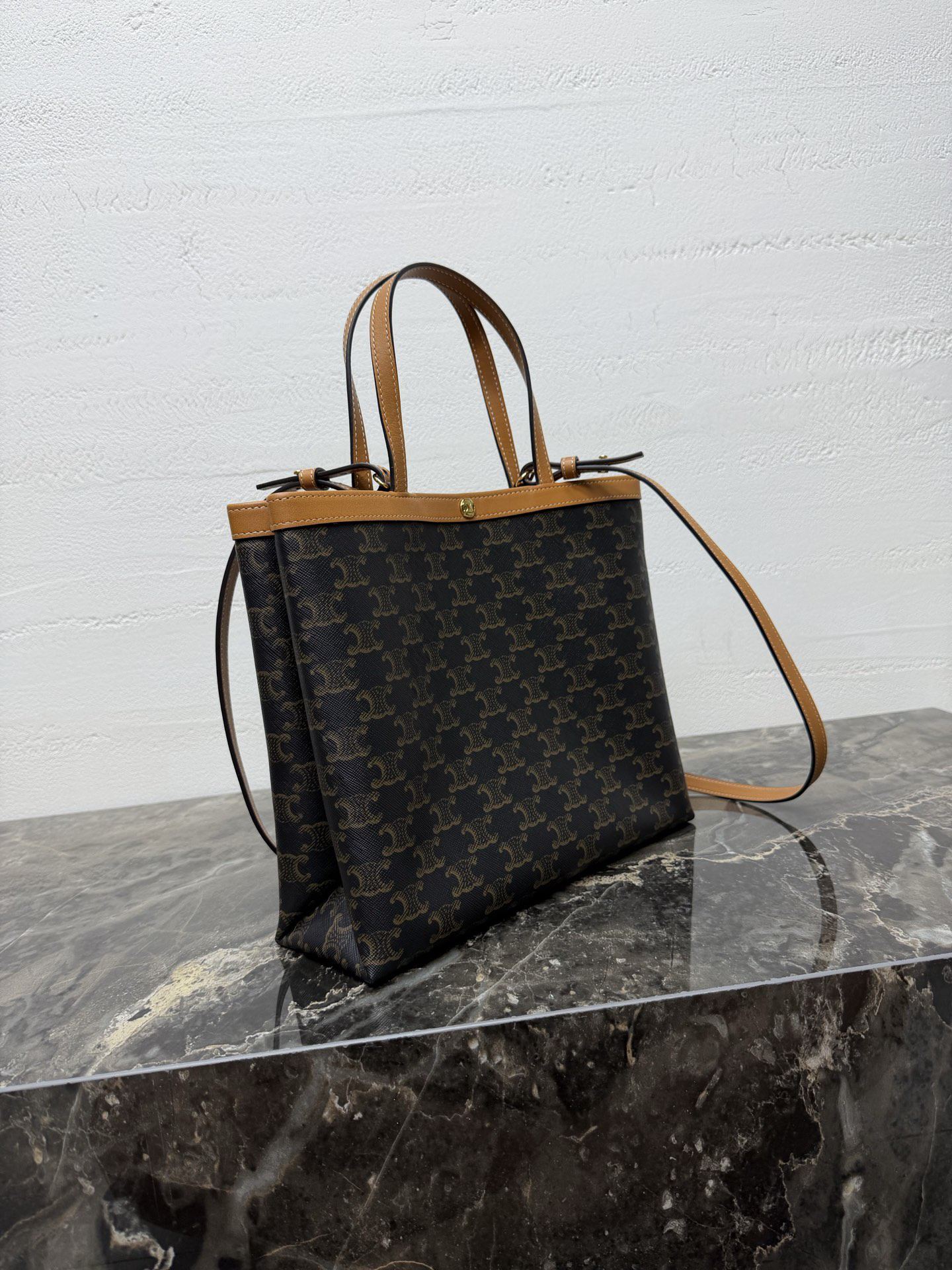 Celine Small Square Cabas Logo-Print Tote Bag - Image 2