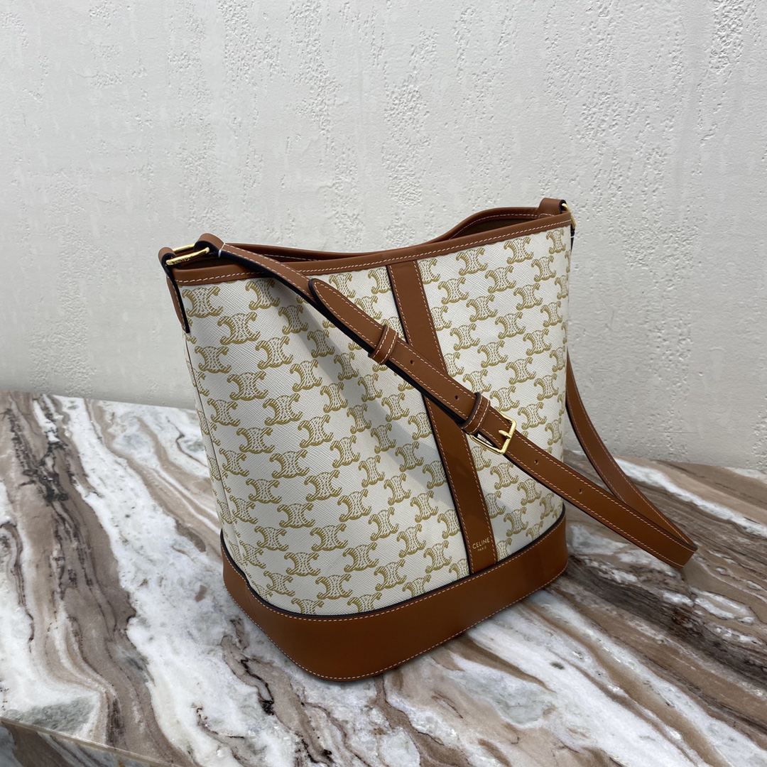 CELINE Triomphe Canvas Medium Bucket Bag - Image 2