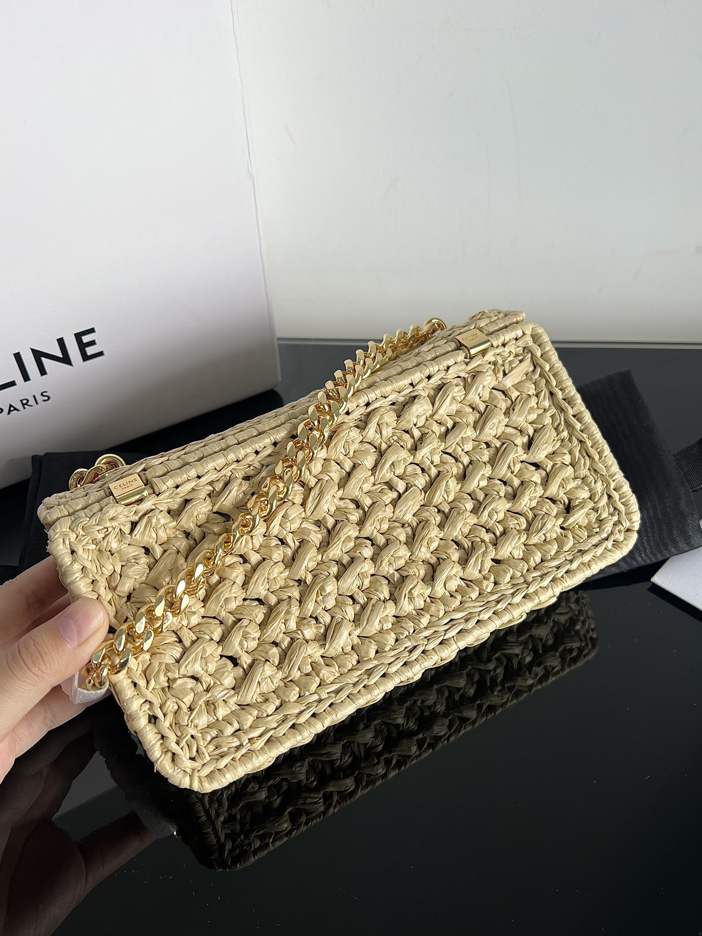 TRIOME Woven Plant-Fiber Chain Shoulder Bag – Summer Style - Image 2