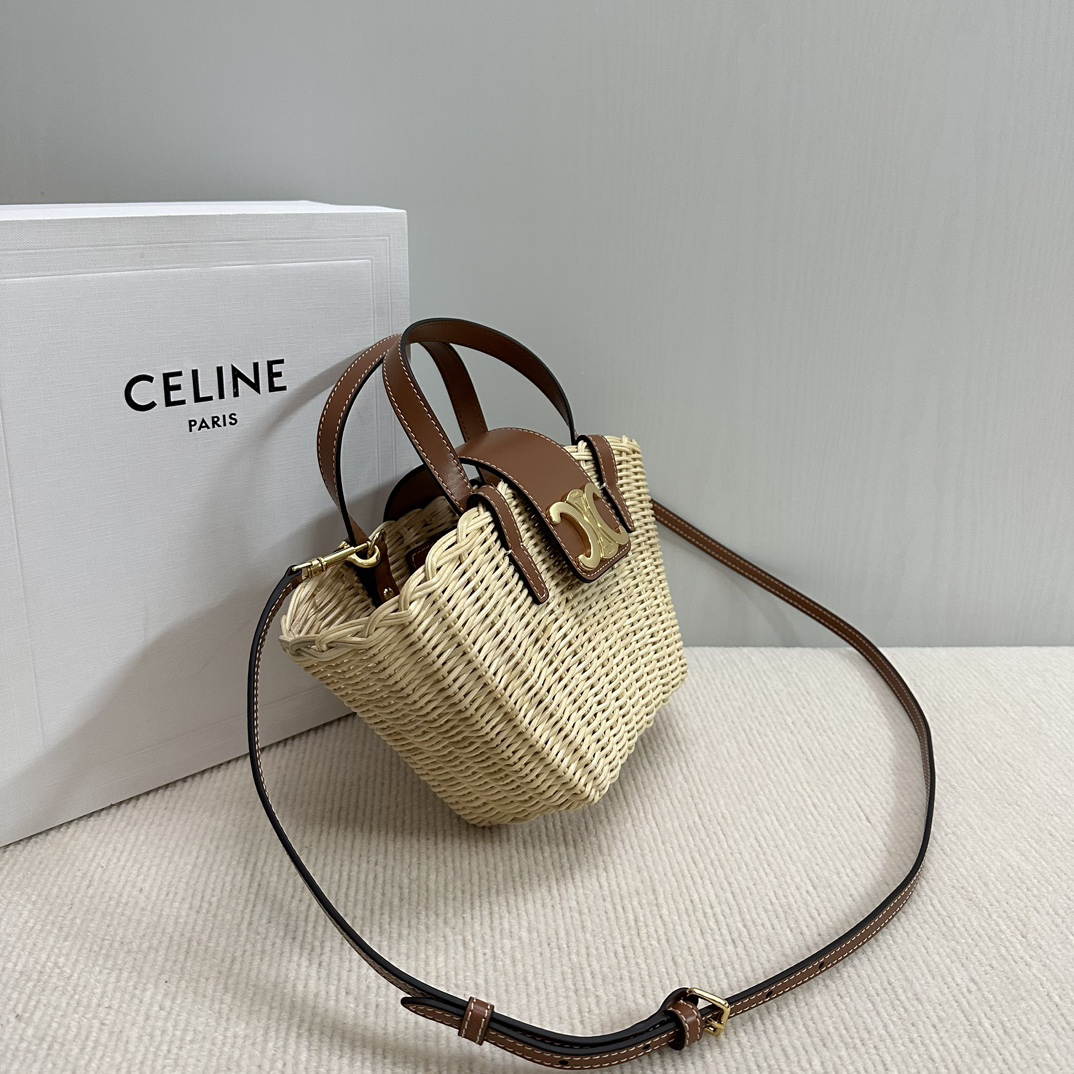 Woven Plant-Fiber Handbag with Natural Cowhide Trim - Image 2