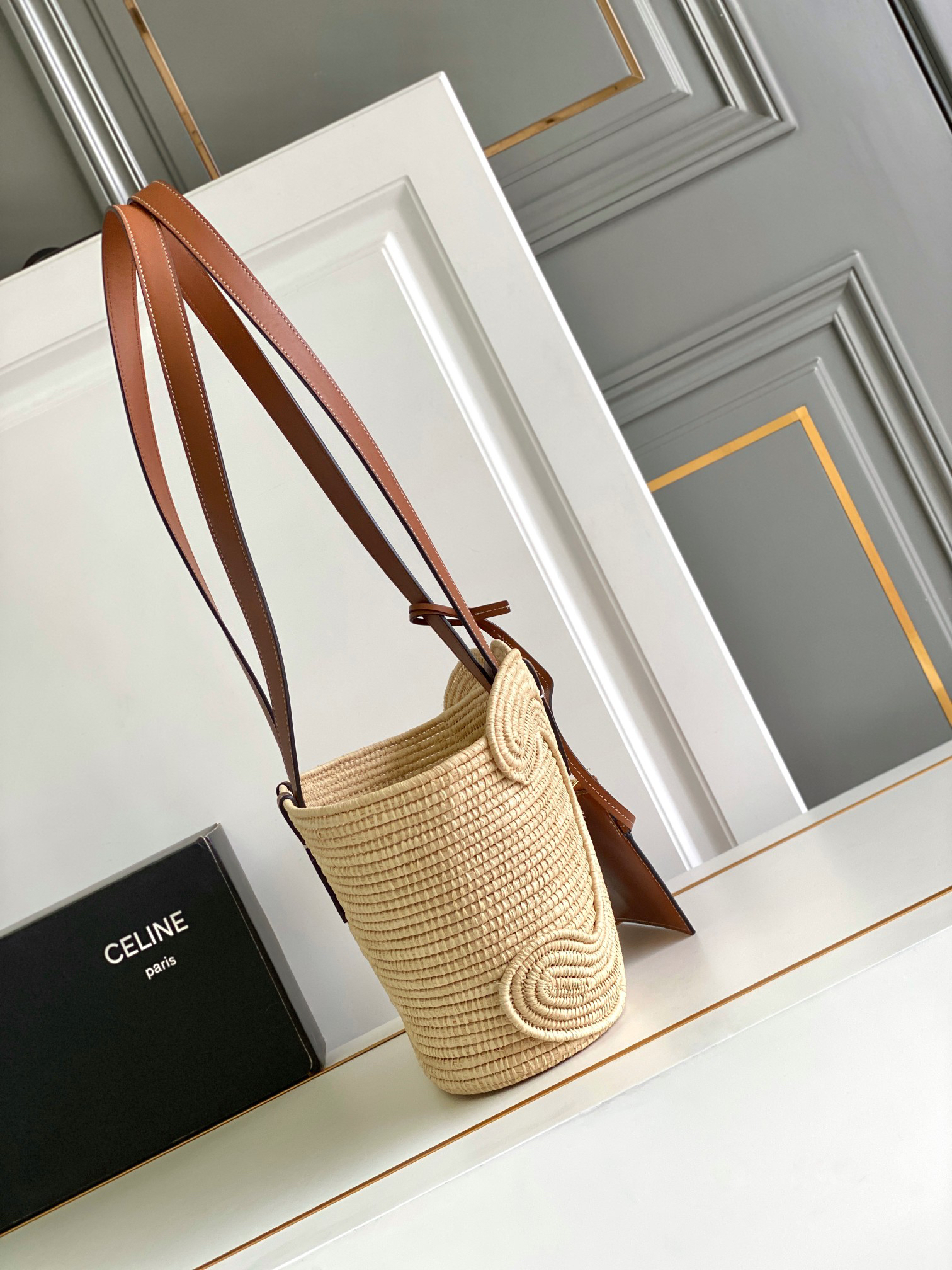 Celine Small Triomphe Woven Basket Tote Bag - Image 2