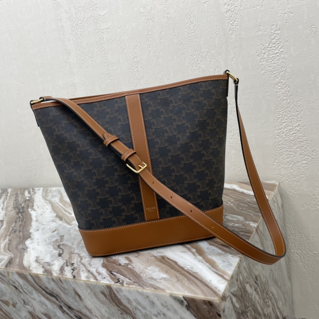 CELINE Triomphe Canvas Medium Bucket Bag - Image 2