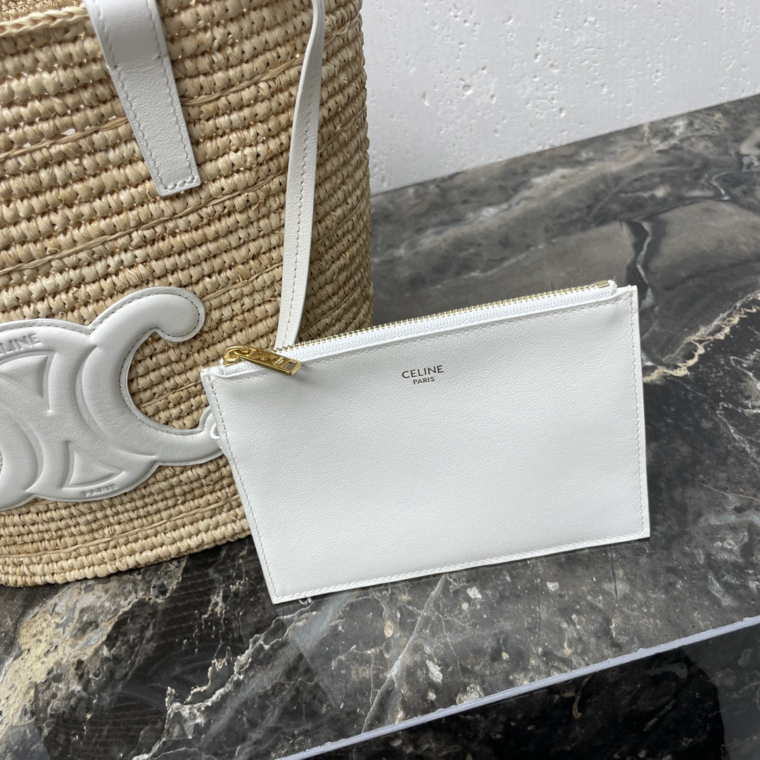 Celine Teen Woven Plant-Based Material and Leather Handbag - Image 2