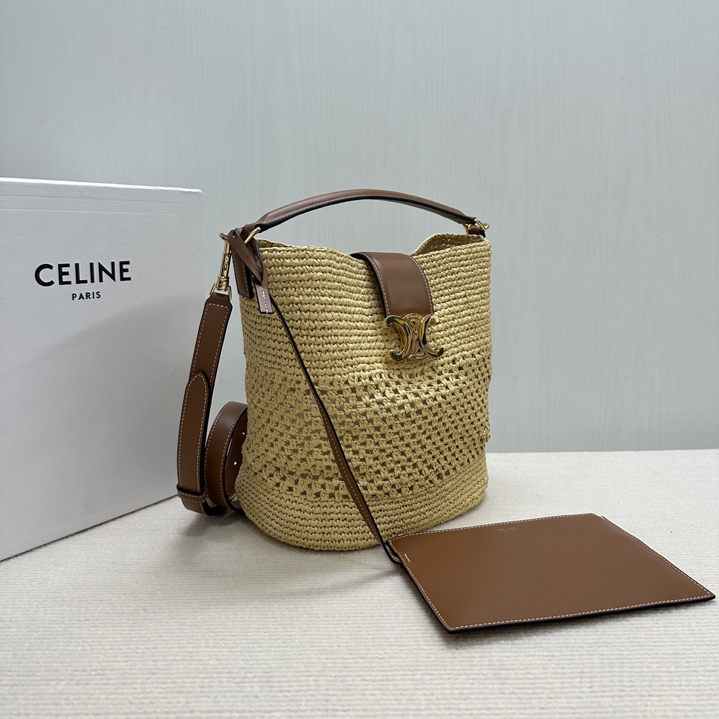 Celine Louise Large Raffia Woven Bucket Bag - Image 2