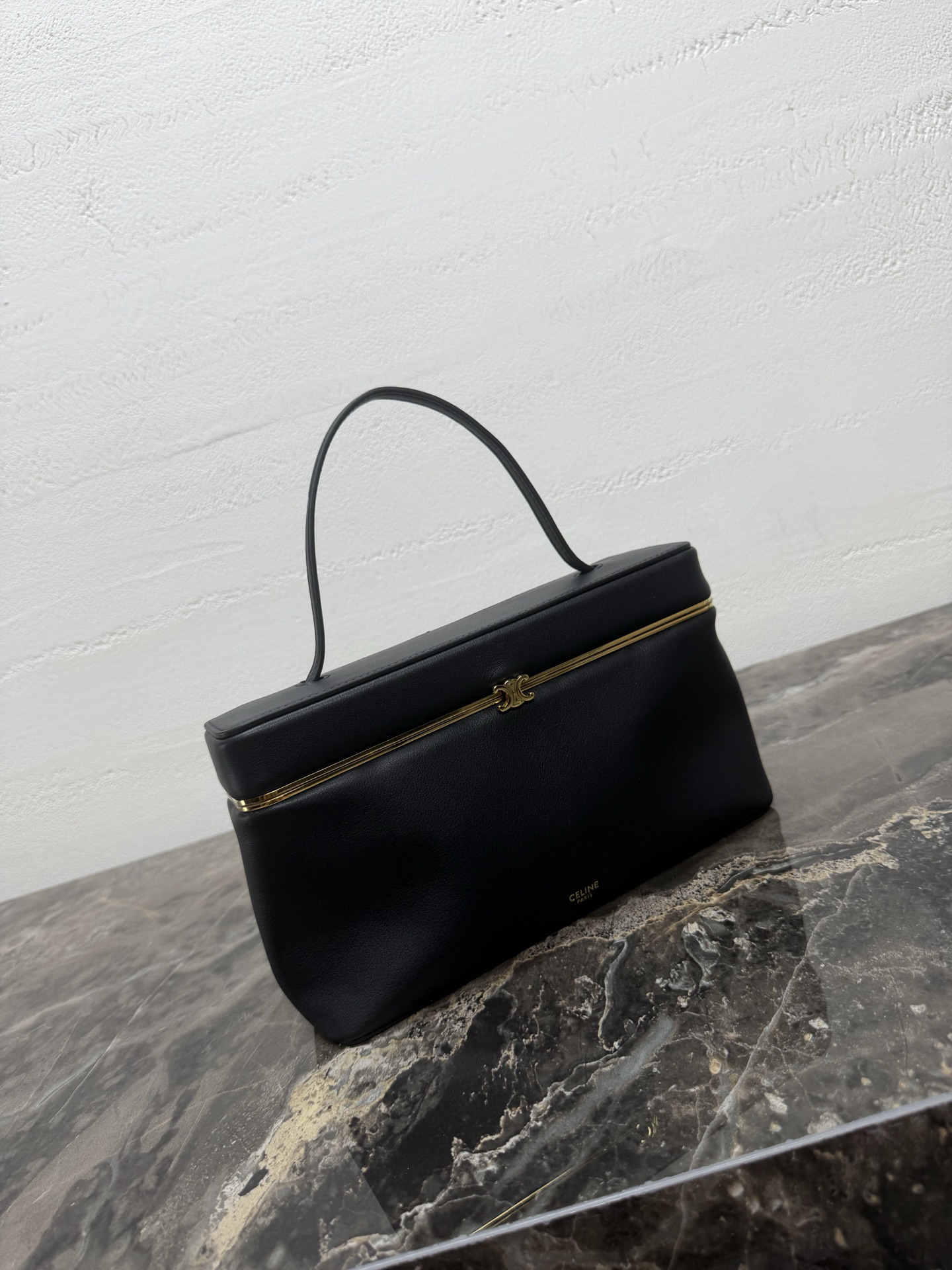 Rectangle Leather Handbag with Gold-Tone Hardware - Image 2