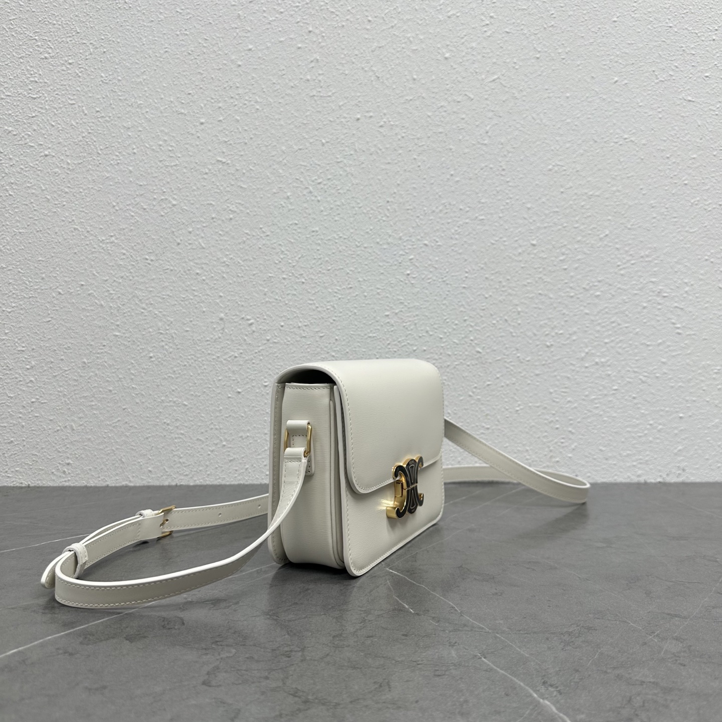 CELINE Teen Triome Shoulder Bag in Cotton White and Black - Image 2