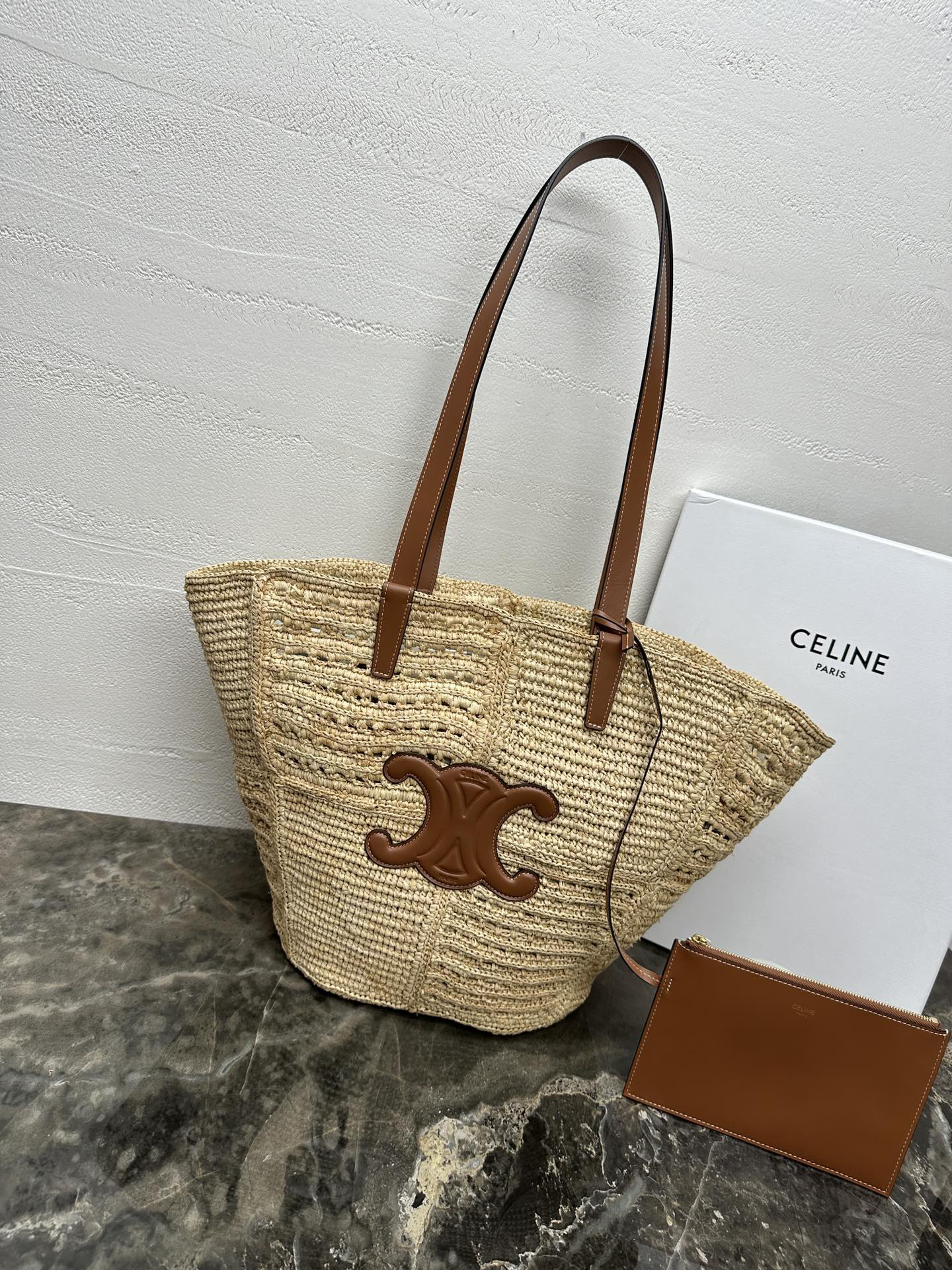 Celine Couffin Medium Classic Woven Tote Bag - Image 2
