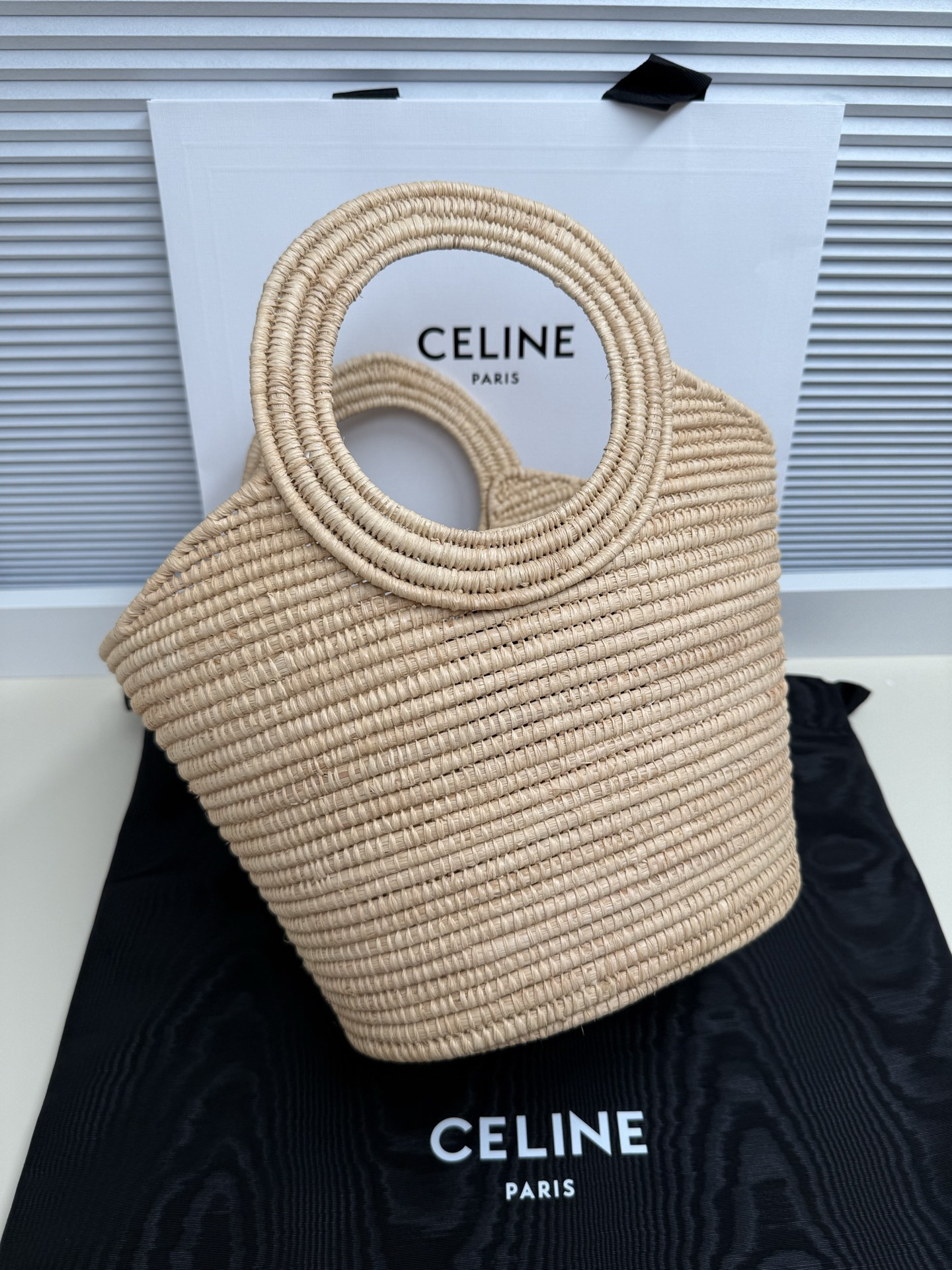 CELINE Raffia Woven Tote Bag - Image 2