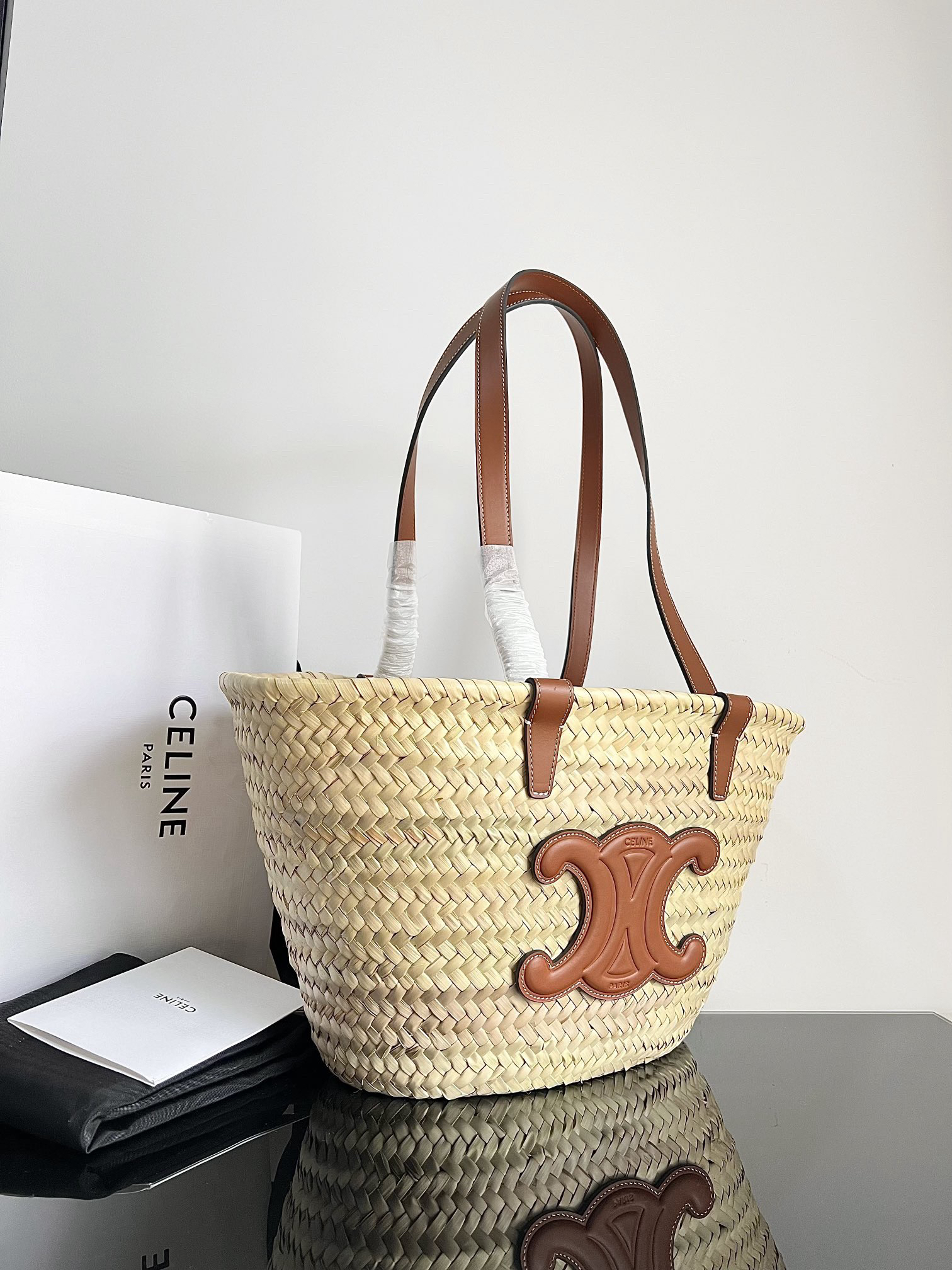 Celine Triomphe Classic Woven Basket Tote Bag - Image 2